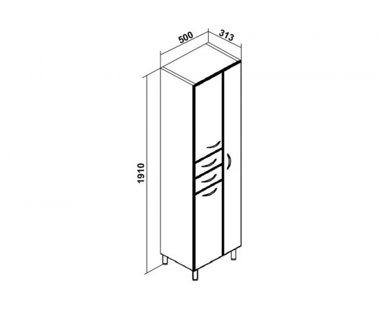 Пенал RUNO 50 правый, с корзиной для белья 00000000136 – изображение 2