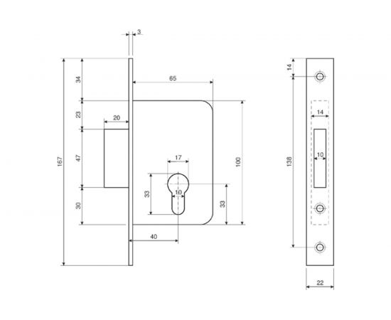 Врезной замок Apecs 95/60-CR 16278 – изображение 4