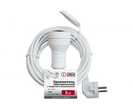 Удлинитель DORI электрический 5 м, ПВС 3x0,75 мм2, IP44, с защитой от влаги 41535 