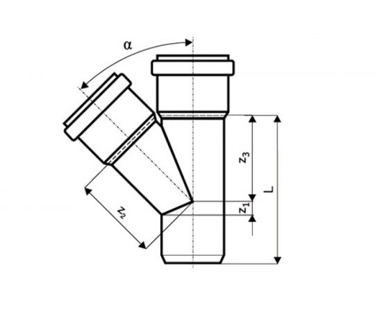Тройник двухраструбный (67°) HTEA 40/40 Ostendorf 111300 – изображение 2