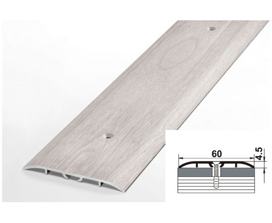 Порог прямой алюминиевый декоративный (60 мм, 1,8 м, Ясень белый) ЛУКА УТ000024140 – изображение 2