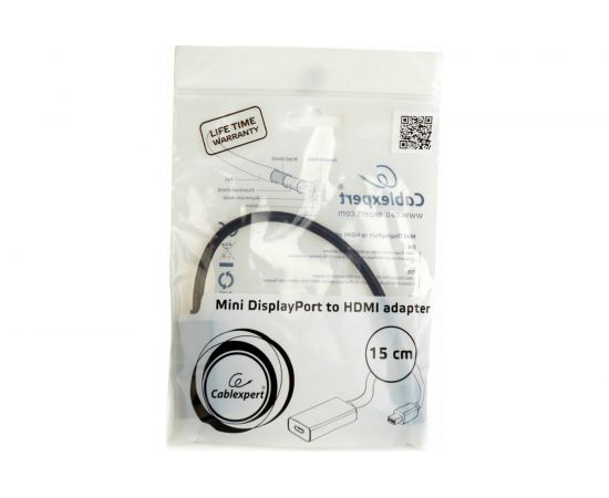 Переходник Cablexpert mini DisplayPort - HDMI 4K 20M/19F кабель 15см черный A-mDPM-HDMIF4K-01 – изображение 2