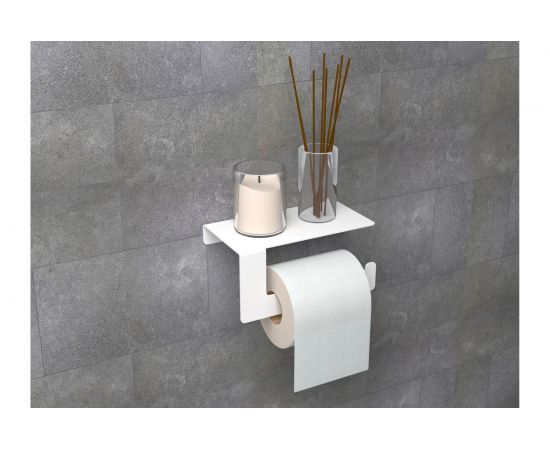 Держатель для туалетной бумаги EMBODIMENT с полкой хранения, белый EMB-TP-W – изображение 3
