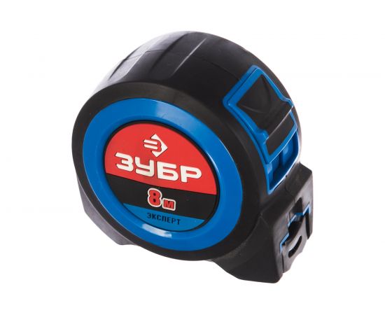 Рулетка Зубр ЭКСПЕРТ, сверхширокое полотно, особо длинный вылет, нейлон покрытие, упрочненный двухкомпонентный корпус, 8м/27мм 34059-08-27 – изображение 3