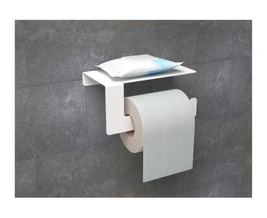 Держатель для туалетной бумаги EMBODIMENT с полкой хранения, белый EMB-TP-W – изображение 4