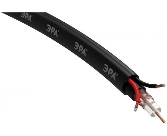 Кабель для аналогового видеонаблюдения ЭРА Simple KL-0.5-PE КВК-П-2 +2x0,5, бухта 200м, чёрный, Б0052737 