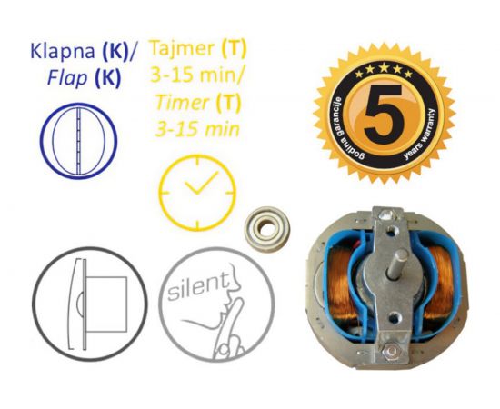 Вентилятор MTG A100SXS-S-K серебро с микроволновым датчиком+клапан+фланец 402054 – изображение 2