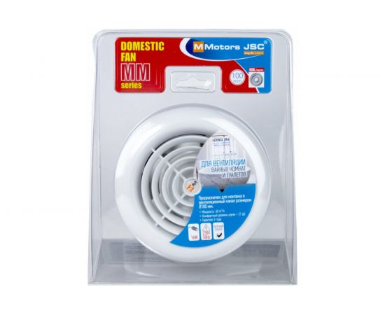 Вентилятор для ванной MMOTORS JSC мм 100 круглый, белый, (с обратным клапаном) 1030 – изображение 3
