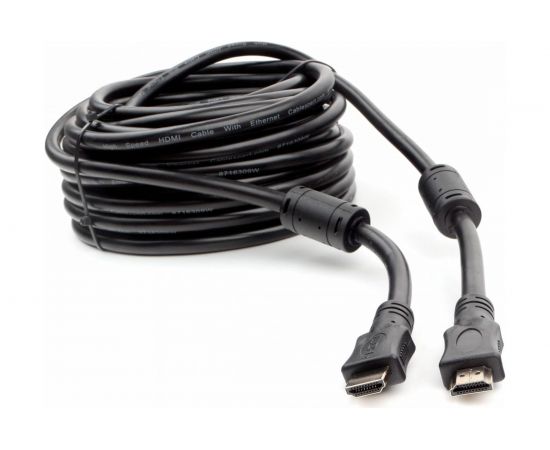 Кабель HDMI Cablexpert 15м v1.4 19M/19M черный позолоченные разъемы экран 2 ферритовых кольца пакет CCF2-HDMI4-15M 