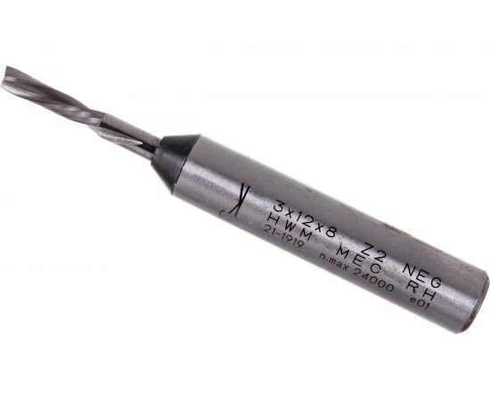 Фреза спиральная монолитная (3x12x60 мм; S 8 мм; RH; Z2) по дереву CMT 192.830.11 