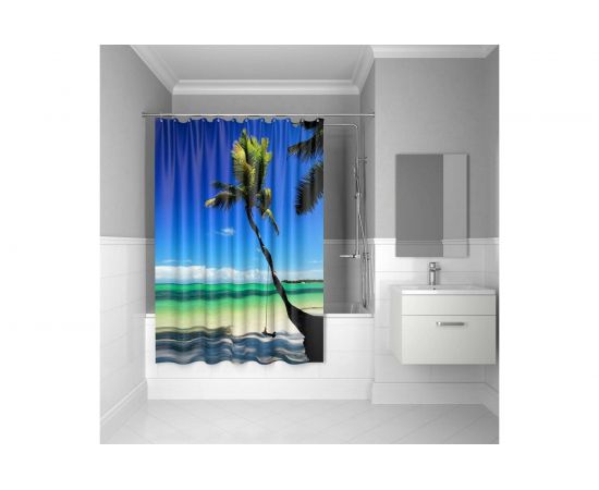 Штора для ванной комнаты IDDIS 180*200 см, полиэстер, Maldivian 630P18Ri11 