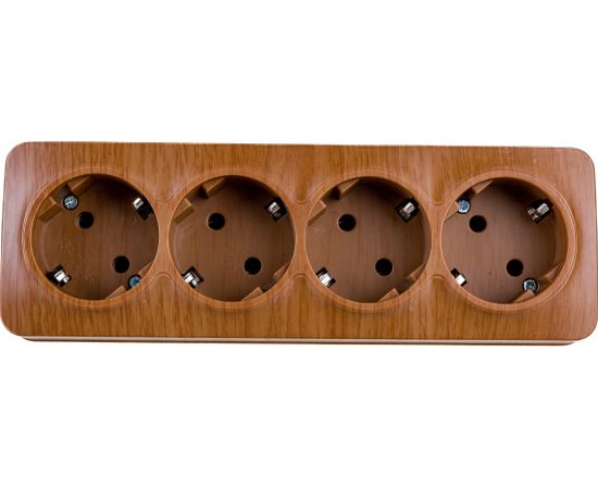 4-ая розетка IEK РС24-3-ХД с з/к о/у 16А GLORY дуб ERH41-K24-16 