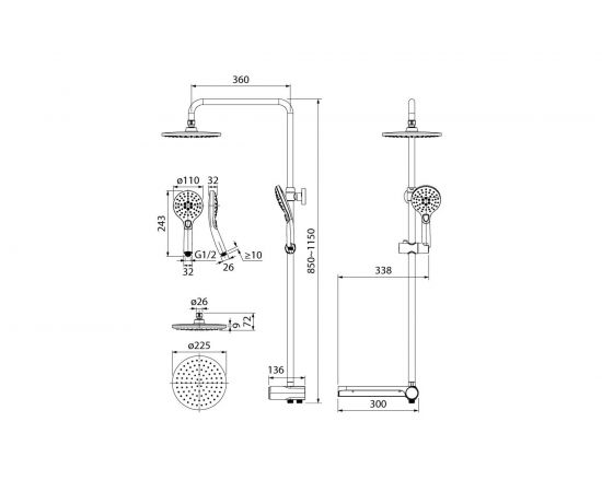 Душевой гарнитур с верхней лейкой IDDIS, хром, Ray, RAYSB3Fi76 – изображение 8