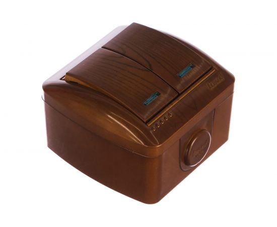 Двойной выключатель Lezard NATA, с подсветкой, сосна 710-0800-112 