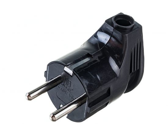 Угловая вилка STEKKER с заземлением PPG16-46-202, пластик, 250В, 16A, IP20, черный, 39824 