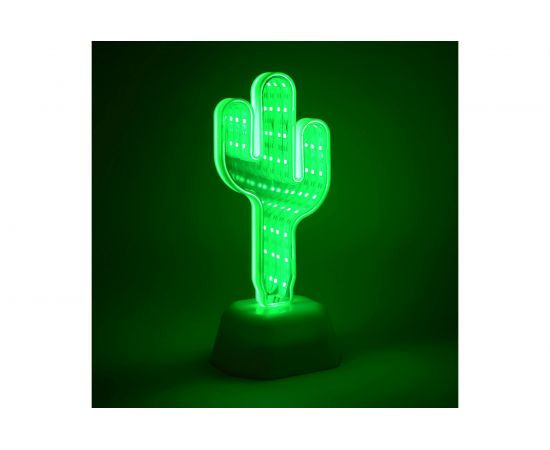 Зеркальный светодиодный ночник OGM Кактус, зеленый, 3хАА, пластик, 82х72х190мм/NL-02 