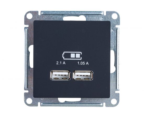 2-местная USB розетка Schneider Electric AtlasDesign Карбон 5В, 2,1 А ATN001033 