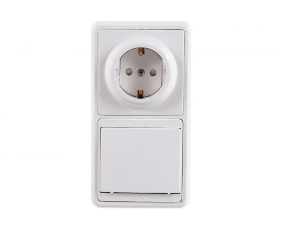 Комбинированный блок Кунцево-Электро БЭЛЛА скрытой установки выключатель+розетка БКВР-034 5823 