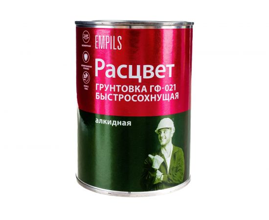 Быстросохнущая грунтовка Расцвет ГФ-021 серая, 1 кг 73565 