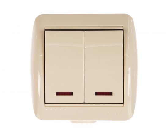 Двойной выключатель Lezard NATA, с подсветкой, крем, 710-0300-112 – изображение 2