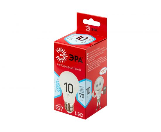 Светодиодная лампа ЭРА LED A60-10W-840-E27 R диод, груша, 10Вт, нейтральный свет, E27 10/100/2000 Б0049635 – изображение 2