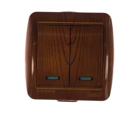 Двойной выключатель Lezard NATA, с подсветкой, сосна 710-0800-112 – изображение 2