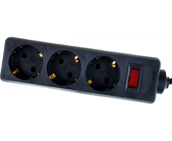 Удлинитель ExeGate EC-3-5B 3 евро с заземлением, 5м, з/п, выключатель с подсветкой, черный 279352 – изображение 3