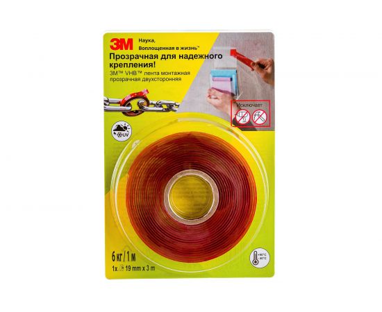 Монтажная лента 3M VHB, прозрачная, двусторонняя 19 мм х 3 м 4687202280834 – изображение 4