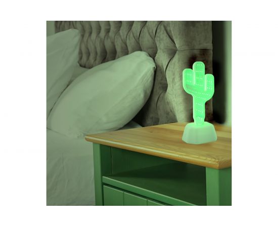 Зеркальный светодиодный ночник OGM Кактус, зеленый, 3хАА, пластик, 82х72х190мм/NL-02 – изображение 4