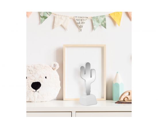 Зеркальный светодиодный ночник OGM Кактус, зеленый, 3хАА, пластик, 82х72х190мм/NL-02 – изображение 5