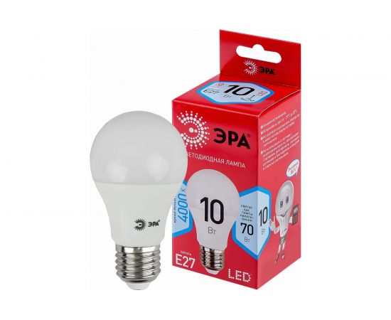 Светодиодная лампа ЭРА LED A60-10W-840-E27 R диод, груша, 10Вт, нейтральный свет, E27 10/100/2000 Б0049635 – изображение 5