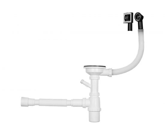 Сифон для кухонной мойки WISENT с одной чашей, с круглым и прямоугольным переливом WGER013 