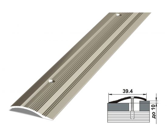 Порог разноуровневый алюминиевый (39,4 мм, 1,35 м, анодированный, Шампань) ЛУКА УТ000021950 – изображение 2