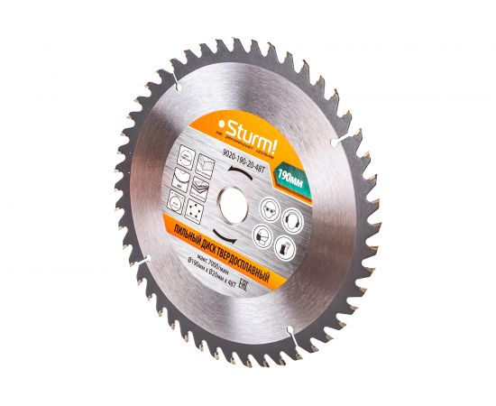 Диск пильный по дереву (190х20 мм; 48T) Sturm 9020-190-20-48T – изображение 2