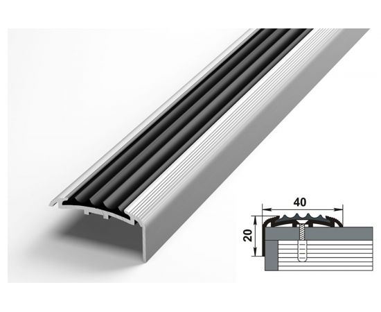 Порог угловой алюминиевый с вставкой ЛУКА (40х20 мм, 0,9 м, Без покрытия) УТ000023707 – изображение 2