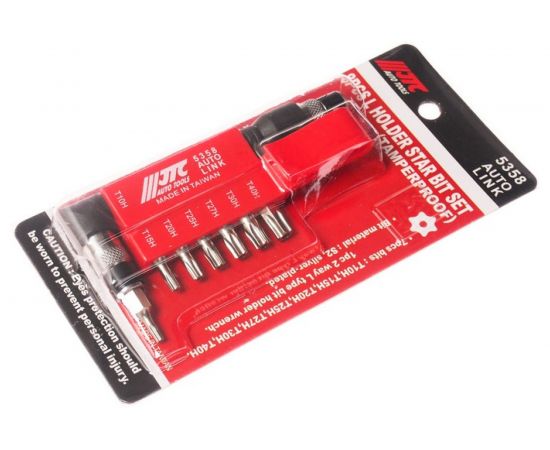 Набор вставок 1/4 DR торкс с отверстием T10H-T40H и Г-образным держателем 8шт JTC 5358 – изображение 2