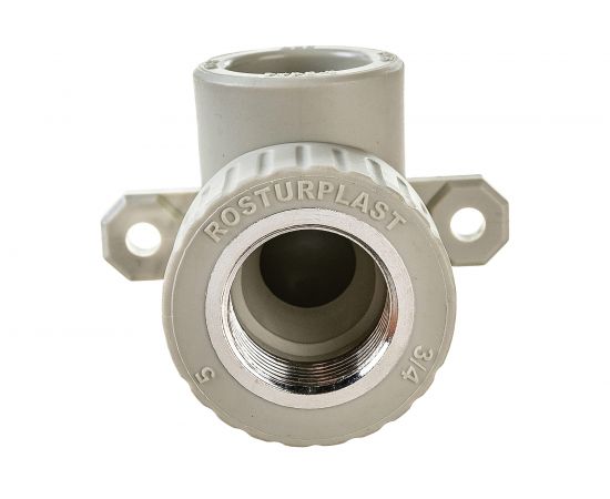 Угольник с креплением RTP PN25 комбинированный, внутренняя резьба D25х3/4 мм, серая 15919 – изображение 2