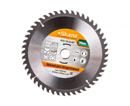Диск пильный по дереву (190х20 мм; 48T) Sturm 9020-190-20-48T – изображение 3