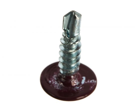 Саморезы с пресс-шайбой Госкреп со сверлом 4,2х16мм красные RAL3005 35 шт., подвес 1-0017450 – изображение 2