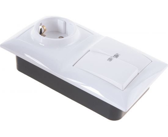 Комбинированный блок Кунцево-Электро СЕЛЕНА скрытой установки выключатель с подсветкой+розетка БКВР-424 8214 – изображение 3