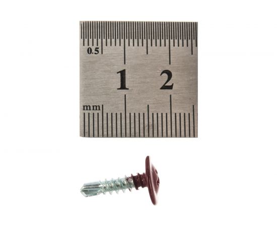 Саморезы с пресс-шайбой Госкреп со сверлом 4,2х16мм красные RAL3005 35 шт., подвес 1-0017450 – изображение 4