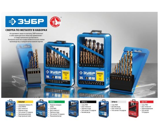 Набор сверл по металлу ЗУБР ПРОФ-А 99 шт, 1-10 мм 29625-H99 – изображение 5
