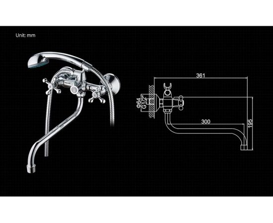 Смеситель для ванны LEDEME крест керамика ,переключение душа картридж L2308 65671 – изображение 2