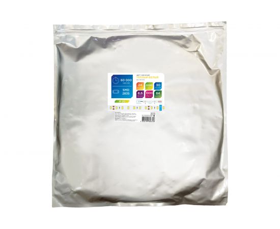 Светодиодная лента Apeyron 24В, 8,6Вт/м, smd2835, 84д/м, IP20, 1000Лм/м, подложка 8мм, 30м, теплый белый 00-372 – изображение 3