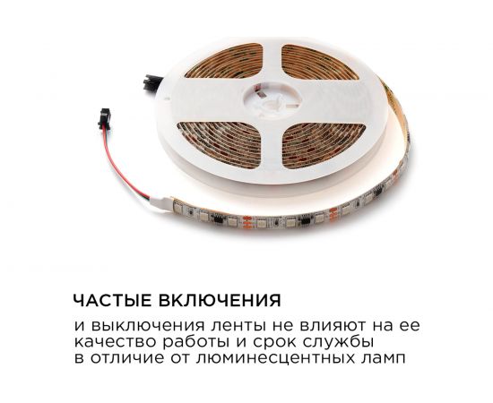 Комплект цифровой светодиодной ленты Apeyron 12В, 14,4Вт/м, smd5050, 60д/м, IP65, подложка 10мм (белый), 5м, rgb 85ЦЛ – изображение 6