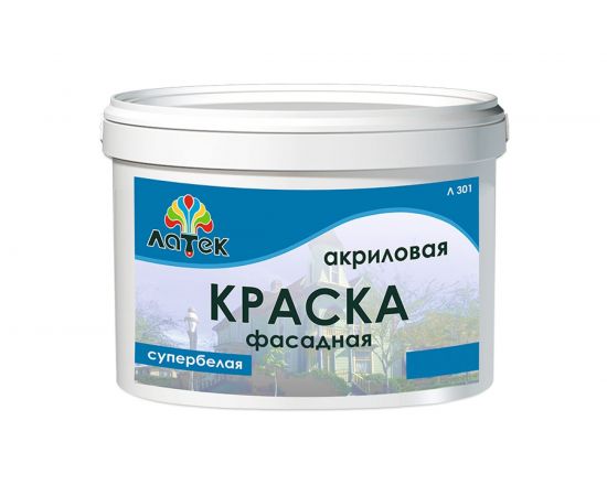 Акриловая фасадная краска Латек супербелая 7 кг Л301 LAP015 