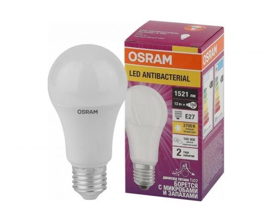Светодиодная антибактериальная лампа Osram LCCLA100 13W/827 230VFR E27 10x1 4058075561175 