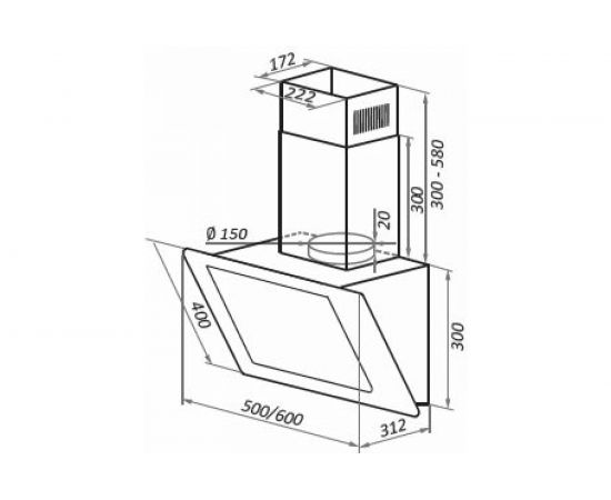 Кухонная вытяжка HOMSair ELF PUSH 60 белый Elf Push 60 Glass White – изображение 15
