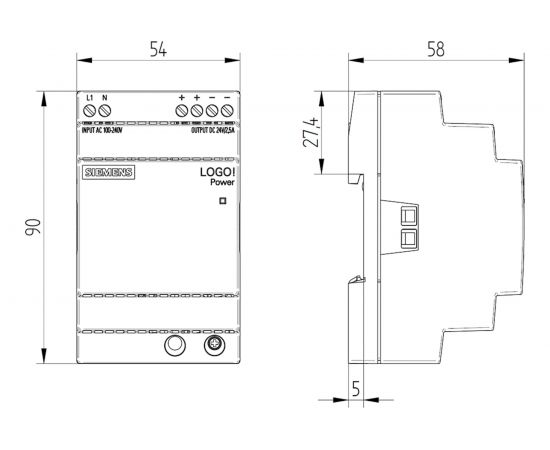 Блок питания Siemens LOGO!POWER 100-240В - 24В 2.5A 6EP33326SB000AY0 – изображение 2