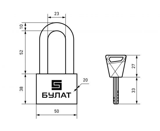 Навесной замок БУЛАТ ВС 3-С50-01 НС (нержавеющая сталь; 10 мм) 13990 – изображение 3